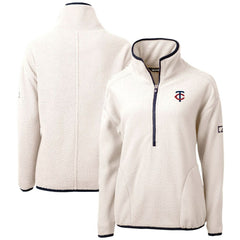 White Minnesota Twins Cutter & Buck Women's Cascade Eco Sherpa Half-Zip Pullover Jacket