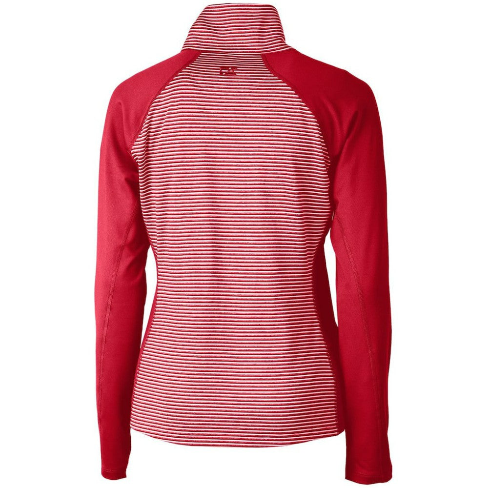 Red Minnesota Twins Cutter & Buck Women's DryTec Forge Tonal Stripe Stretch Half-Zip Top