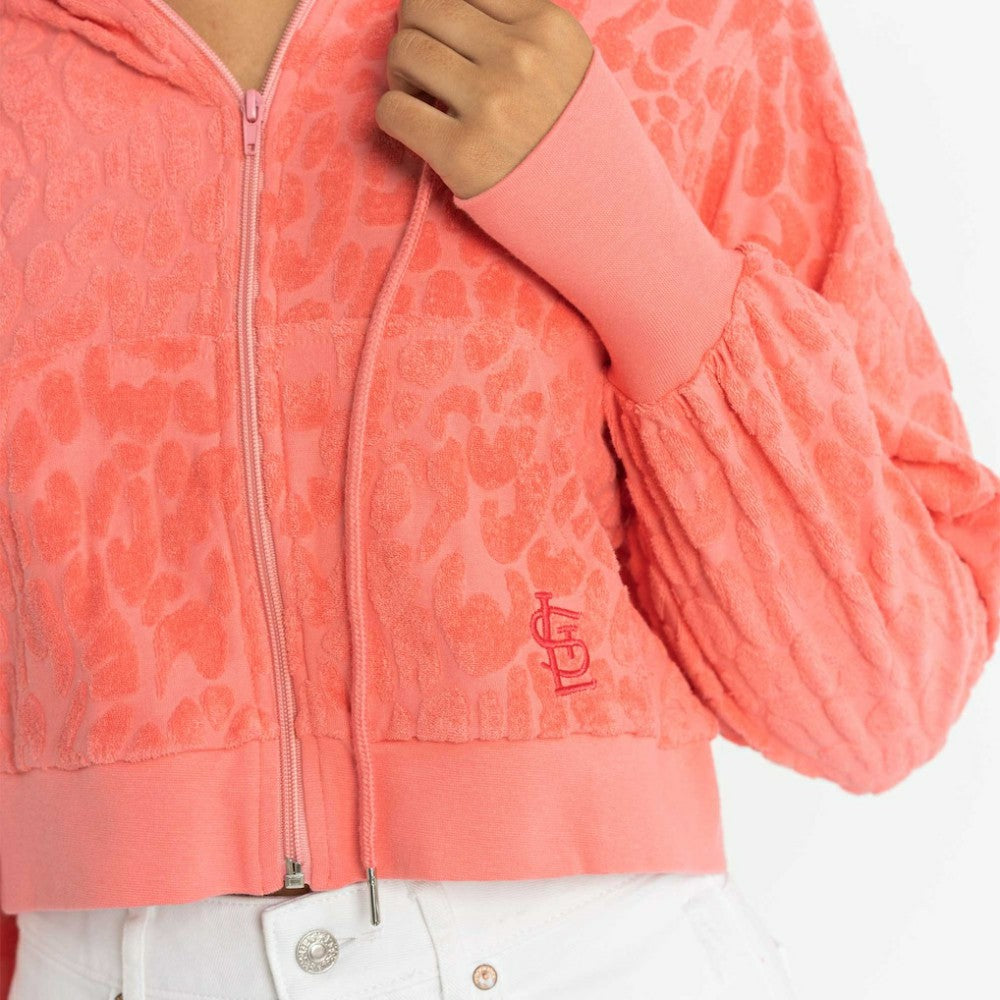 Pink St. Louis Cardinals Lusso Women's Tabitha Cheetah Terry Full-Zip Sweatshirt