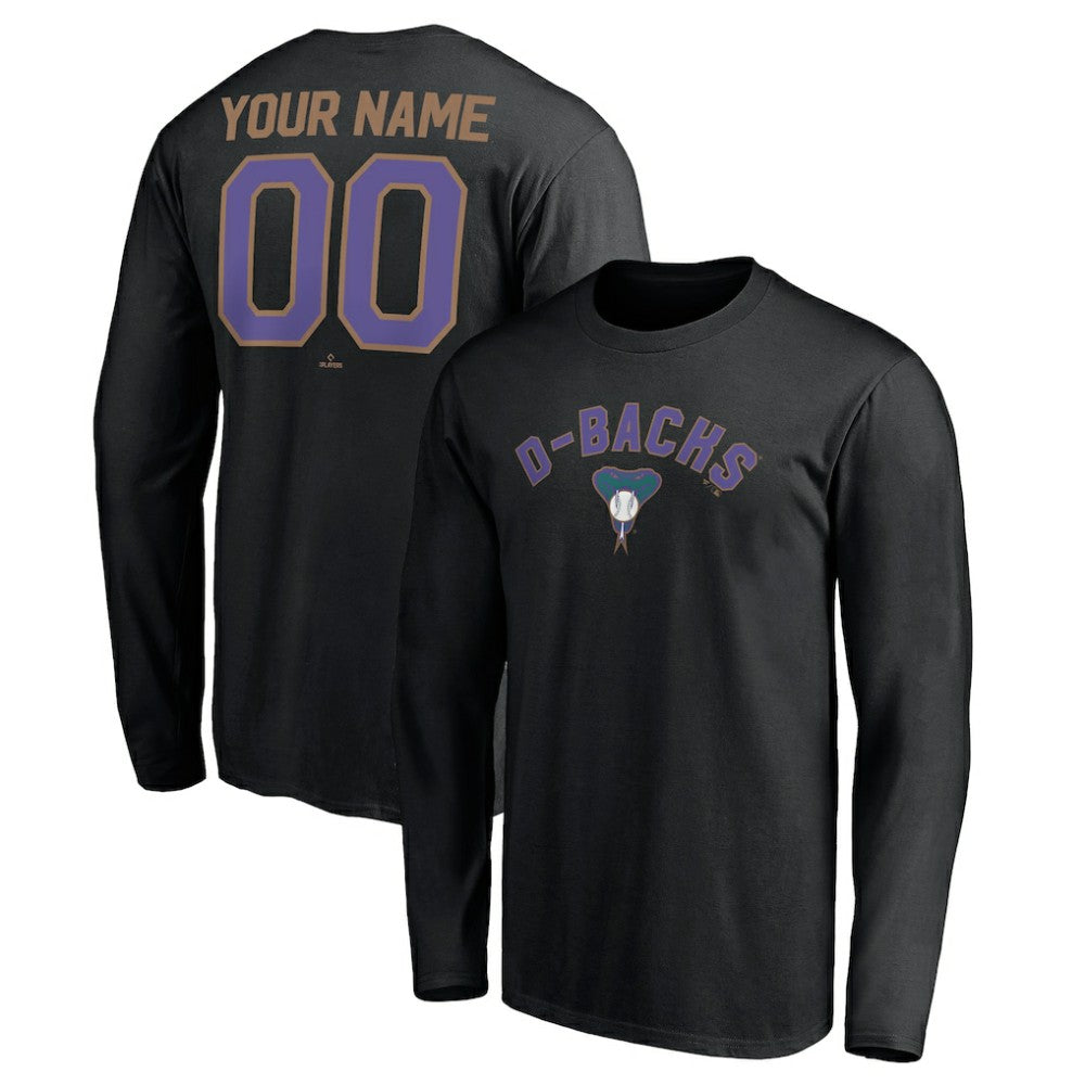 Black Arizona Diamondbacks Personalized Cooperstown Collection Winning Streak Long Sleeve T-Shirt