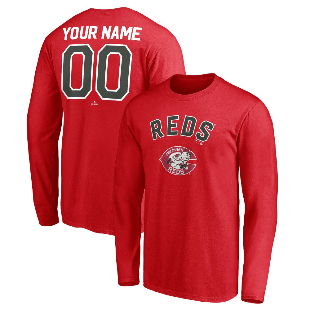 Red Cincinnati Reds Personalized Cooperstown Collection Winning Streak Long Sleeve T-Shirt