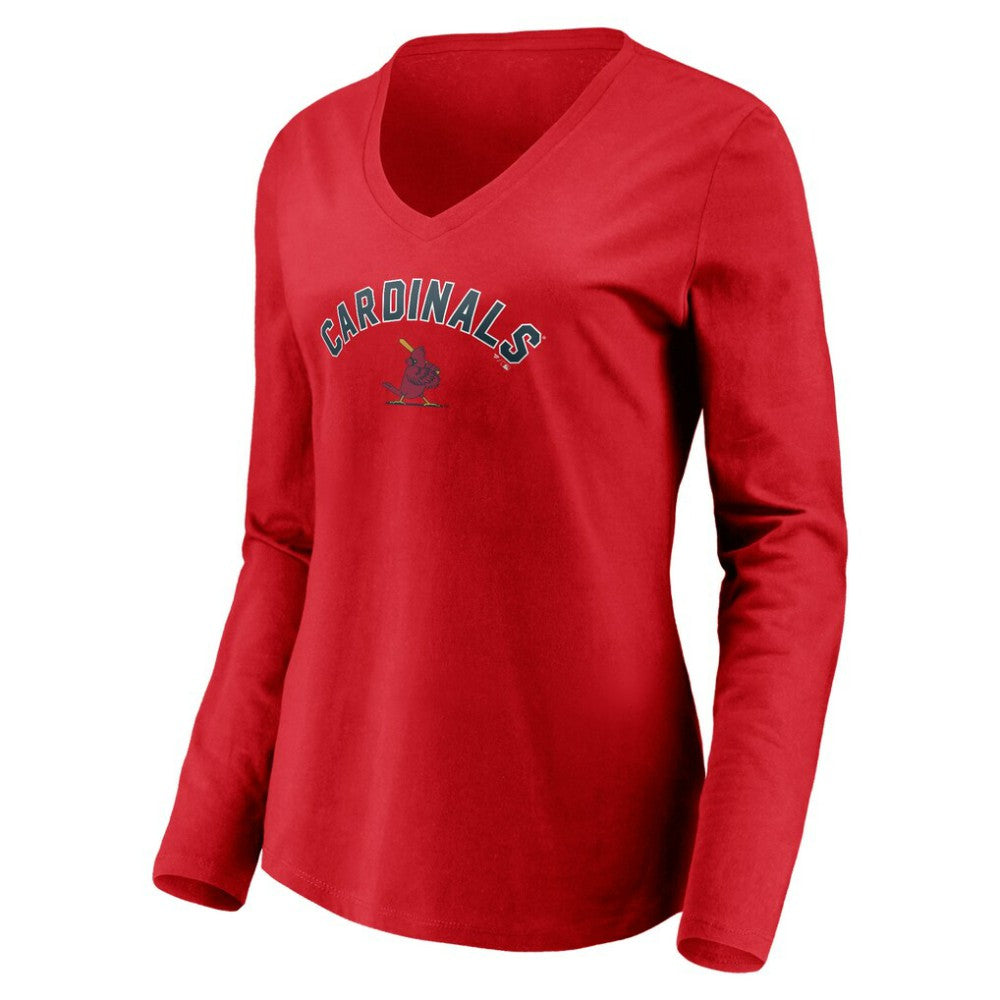 Red St. Louis Cardinals Women's Cooperstown Collection Personalized Winning Streak Long Sleeve V-Neck T-Shirt