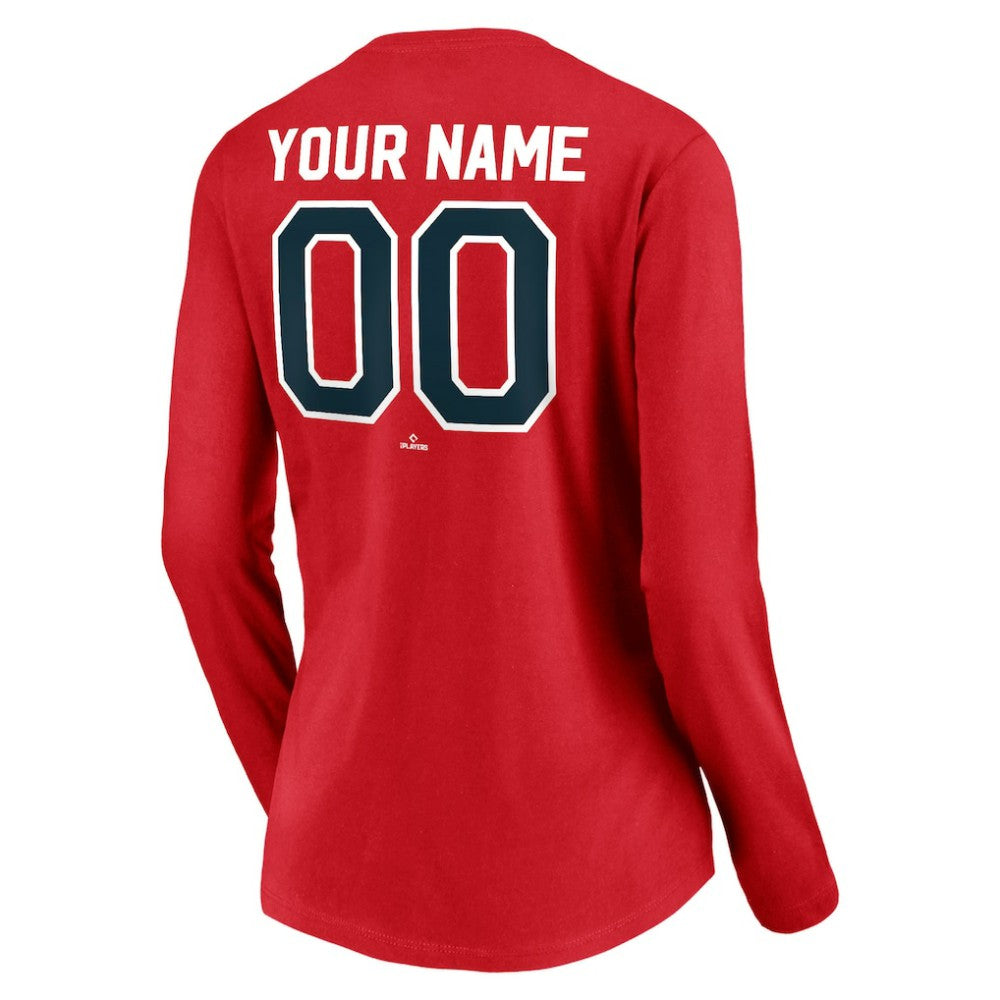 Red St. Louis Cardinals Women's Cooperstown Collection Personalized Winning Streak Long Sleeve V-Neck T-Shirt