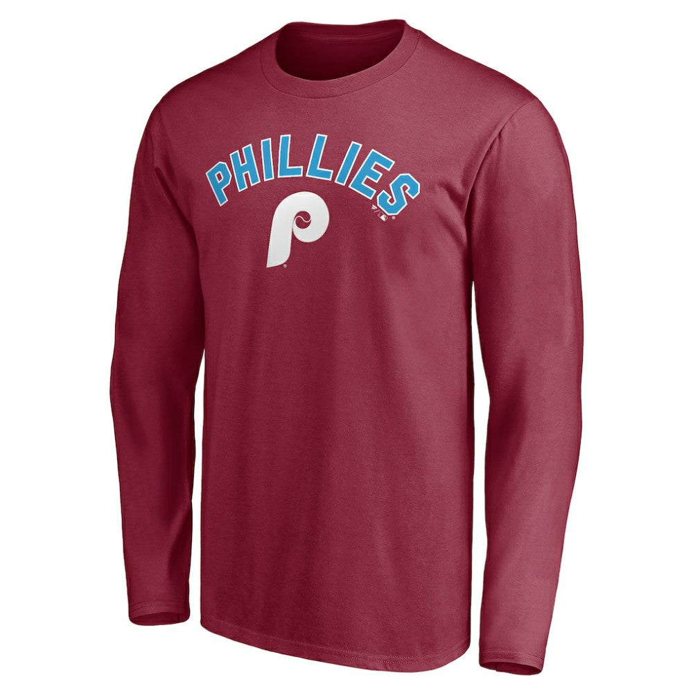 Burgundy Philadelphia Phillies Personalized Cooperstown Collection Alternate Winning Streak Long Sleeve T-Shirt
