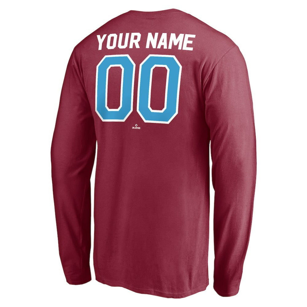 Burgundy Philadelphia Phillies Personalized Cooperstown Collection Alternate Winning Streak Long Sleeve T-Shirt
