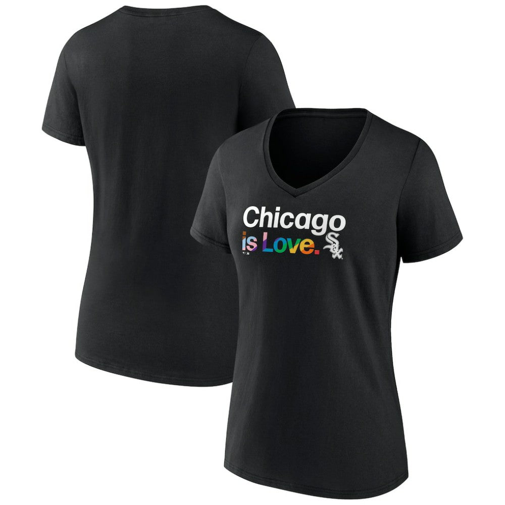 Black Chicago White Sox Women's City Pride V-Neck T-Shirt