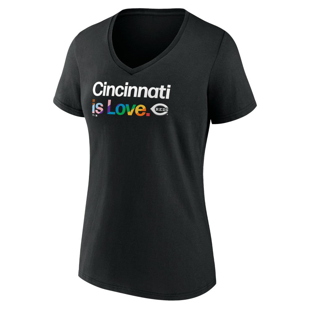 Black Cincinnati Reds Women's City Pride V-Neck T-Shirt