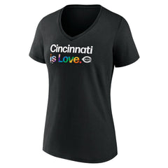 Black Cincinnati Reds Women's City Pride V-Neck T-Shirt