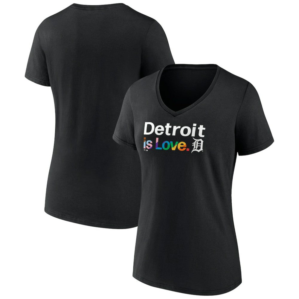 Black Detroit Tigers Women's City Pride V-Neck T-Shirt
