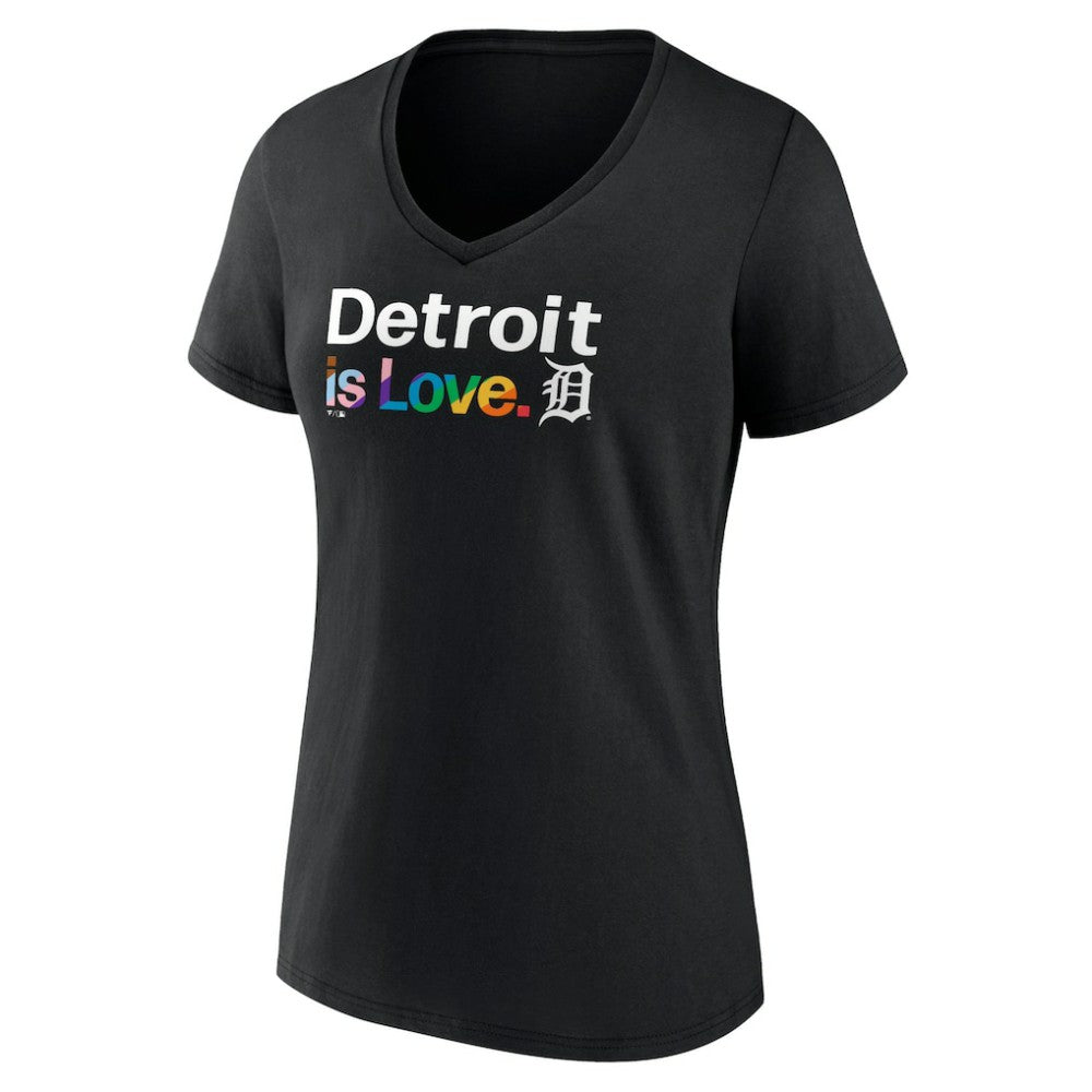 Black Detroit Tigers Women's City Pride V-Neck T-Shirt