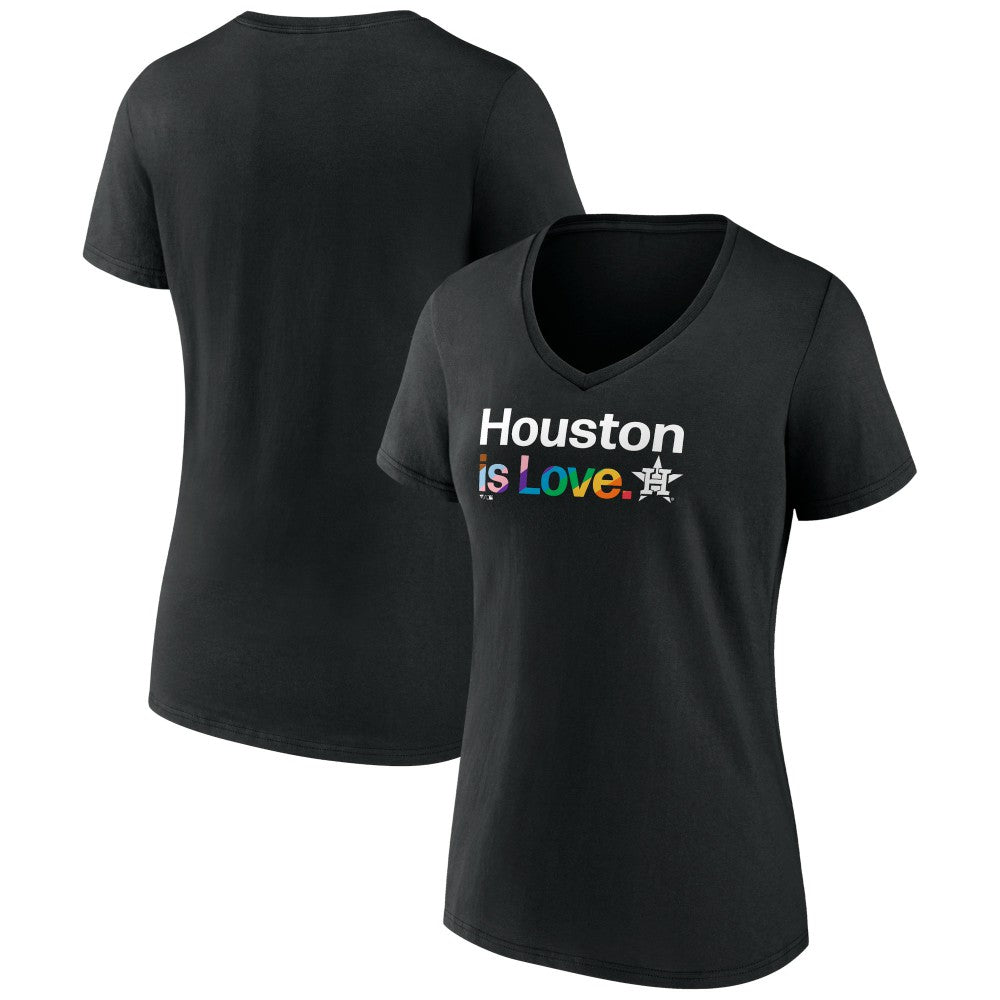 Black Houston Astros Women's City Pride V-Neck T-Shirt