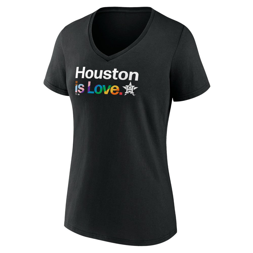 Black Houston Astros Women's City Pride V-Neck T-Shirt