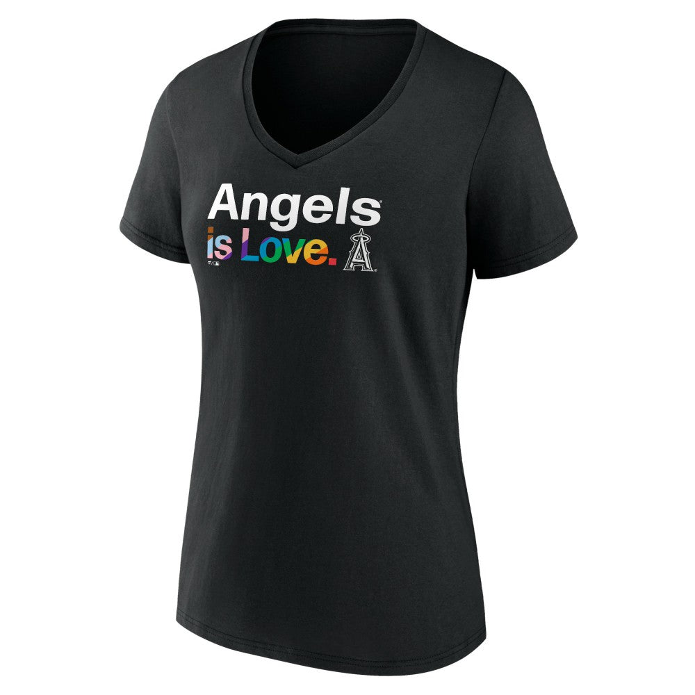 Black Los Angeles Angels Women's City Pride V-Neck T-Shirt