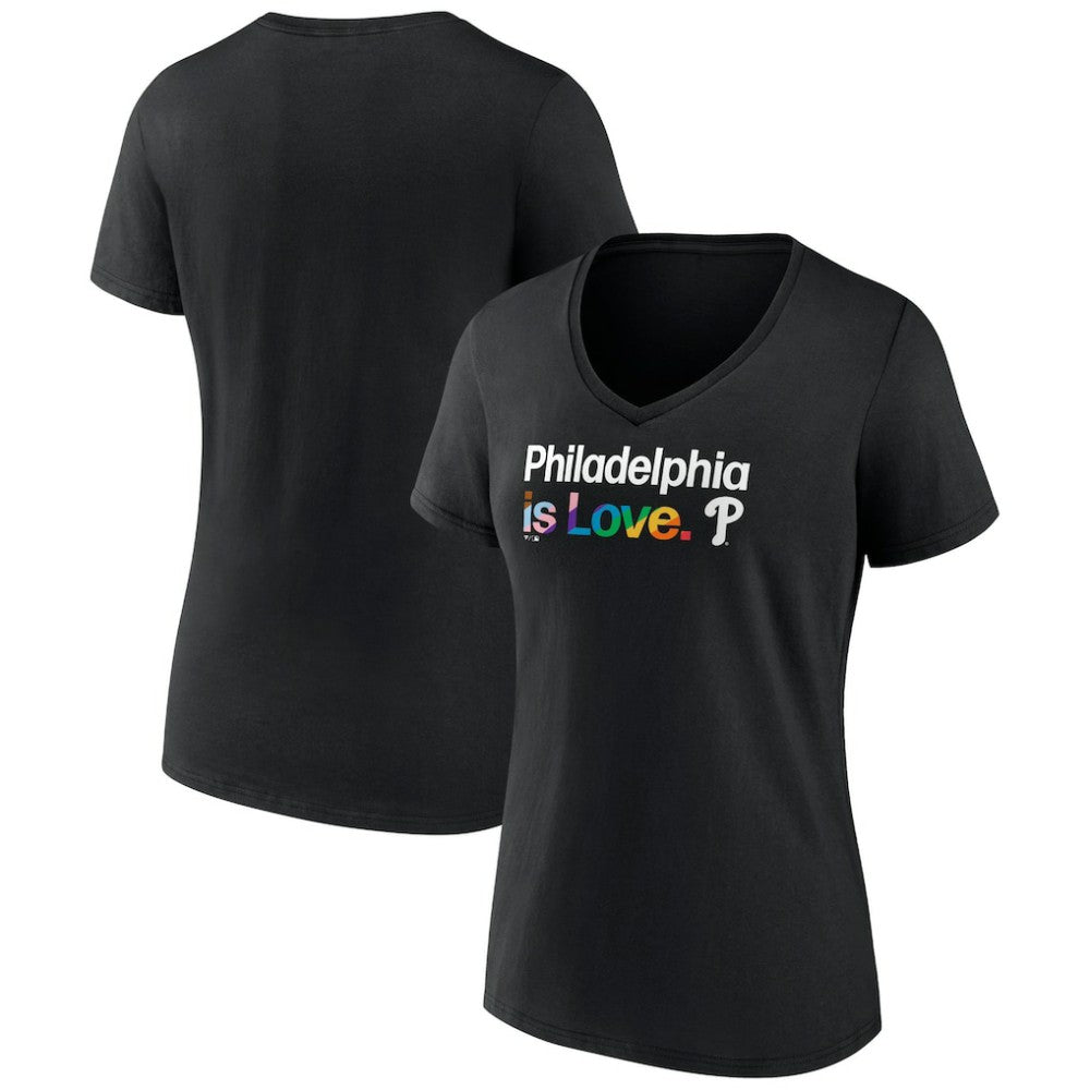 Black Philadelphia Phillies Women's City Pride V-Neck T-Shirt
