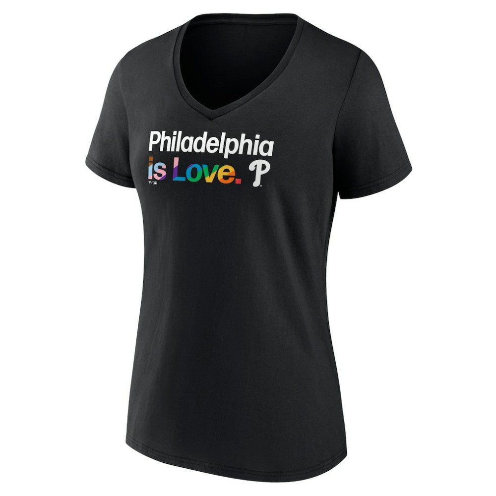 Black Philadelphia Phillies Women's City Pride V-Neck T-Shirt