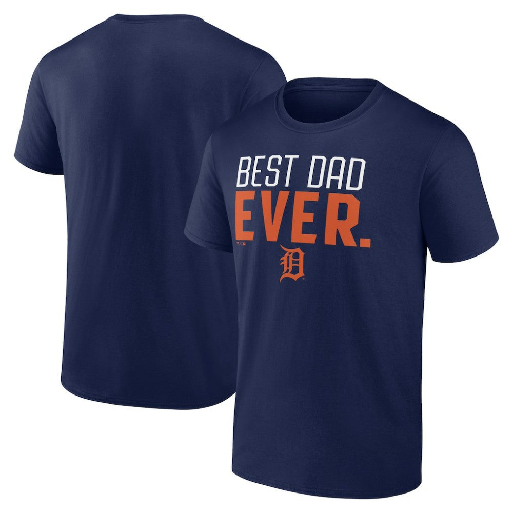 Navy Detroit Tigers Best Dad Ever T-Shirt