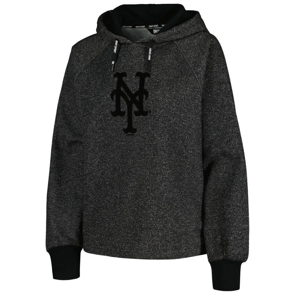 Black New York Mets DKNY Sport Women's Debbie Dolman Raglan Pullover Hoodie
