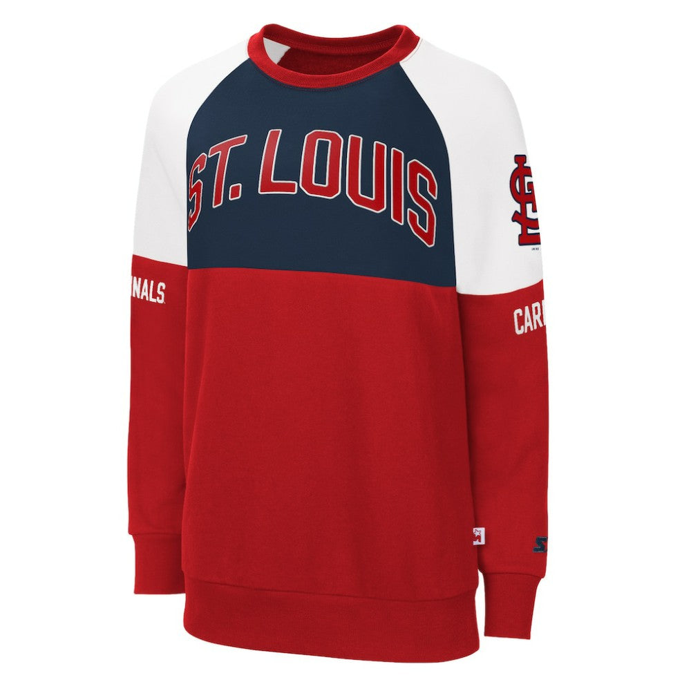 Red/Navy St. Louis Cardinals Starter Women's Baseline Raglan Pullover Sweatshirt