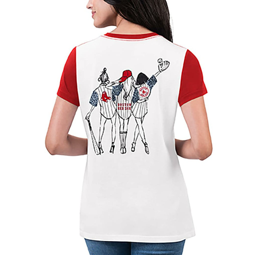 White Boston Red Sox G-III 4Her by Carl Banks Women's Illustration Ringer T-Shirt