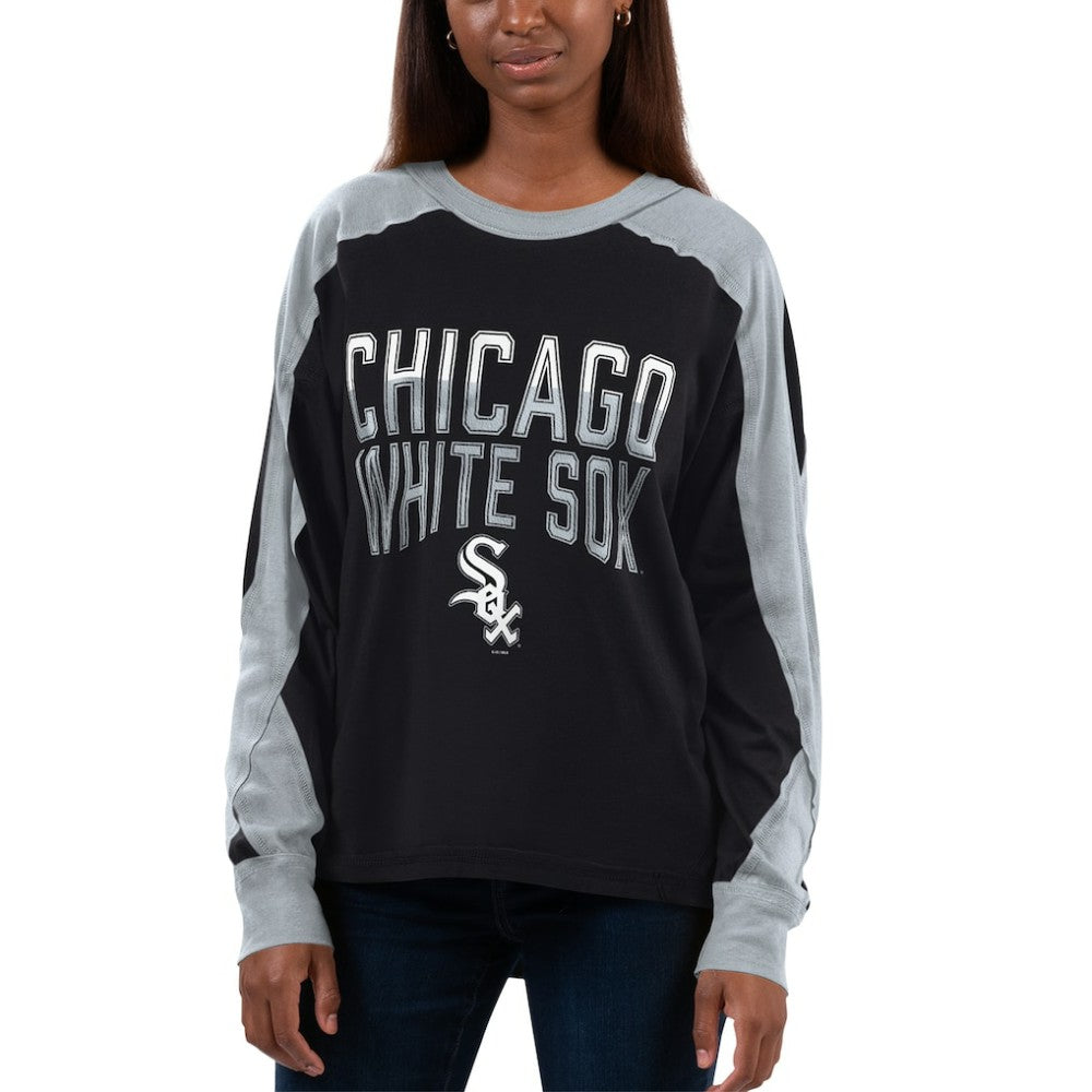 Black/Silver Chicago White Sox G-III 4Her by Carl Banks Women's Smash Raglan Long Sleeve T-Shirt