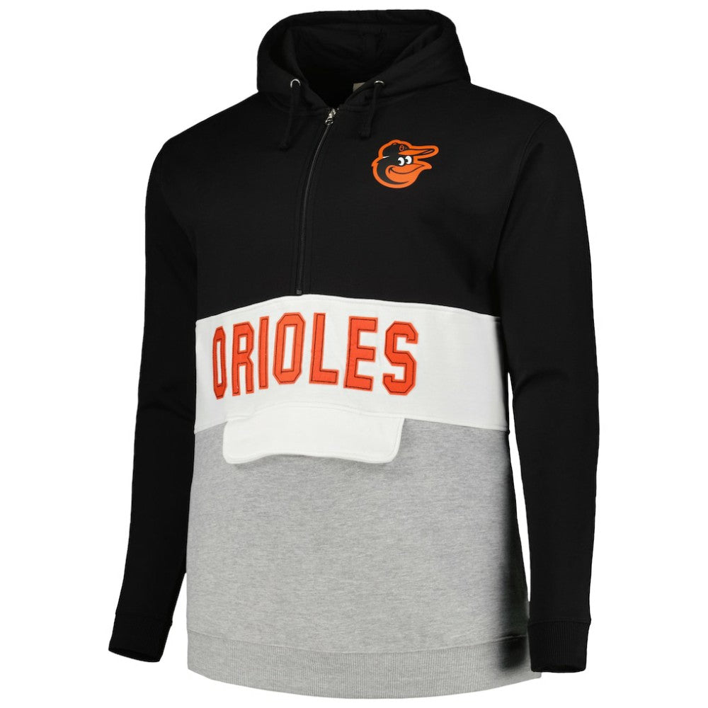 Black/Heather Gray Baltimore Orioles Big & Tall Hoodie Half-Zip Sweatshirt