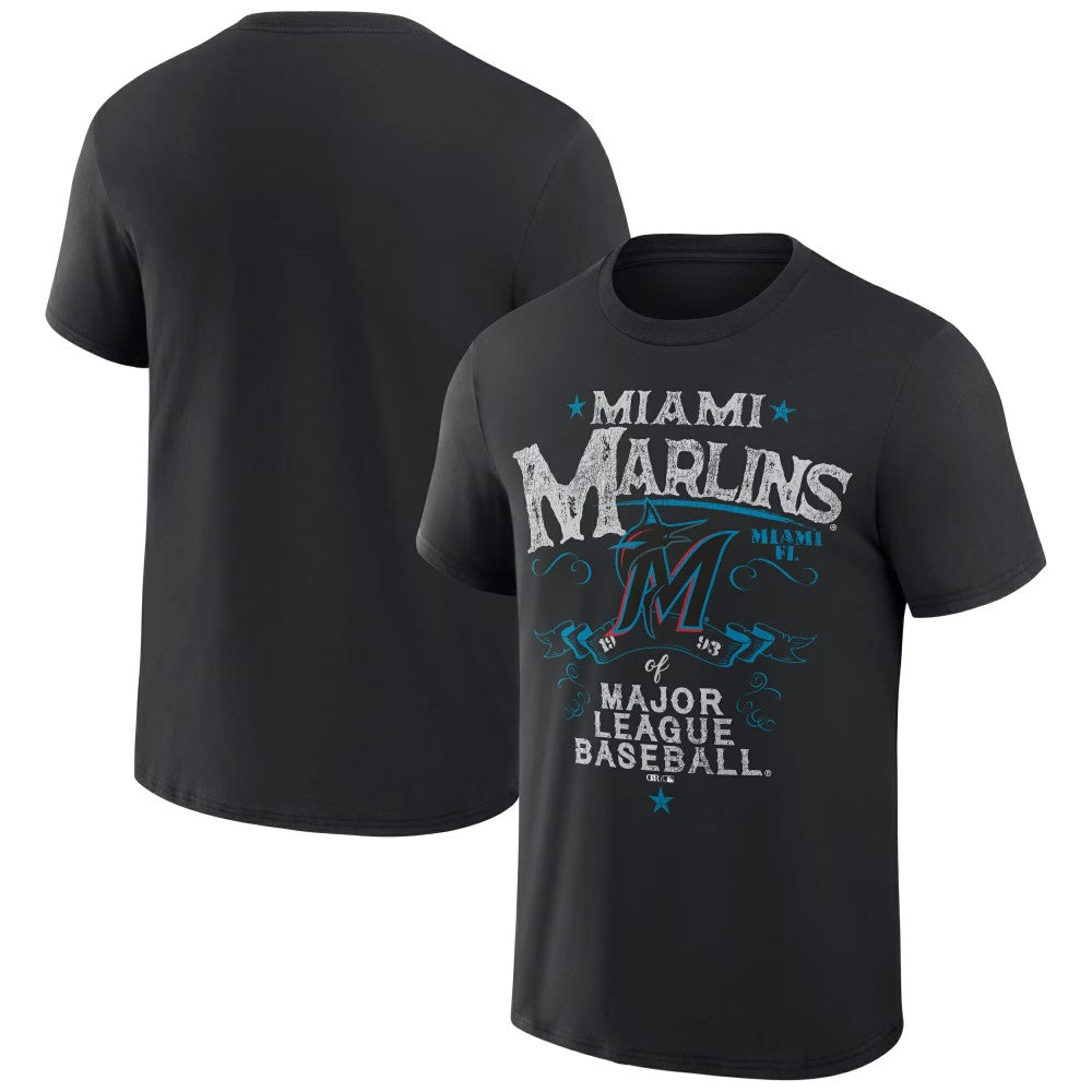 Black Miami Marlins Darius Rucker Collection by Fanatics Beach Splatter T-Shirt