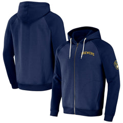 Navy Milwaukee Brewers Darius Rucker Collection by Fanatics Raglan Full-Zip Hoodie