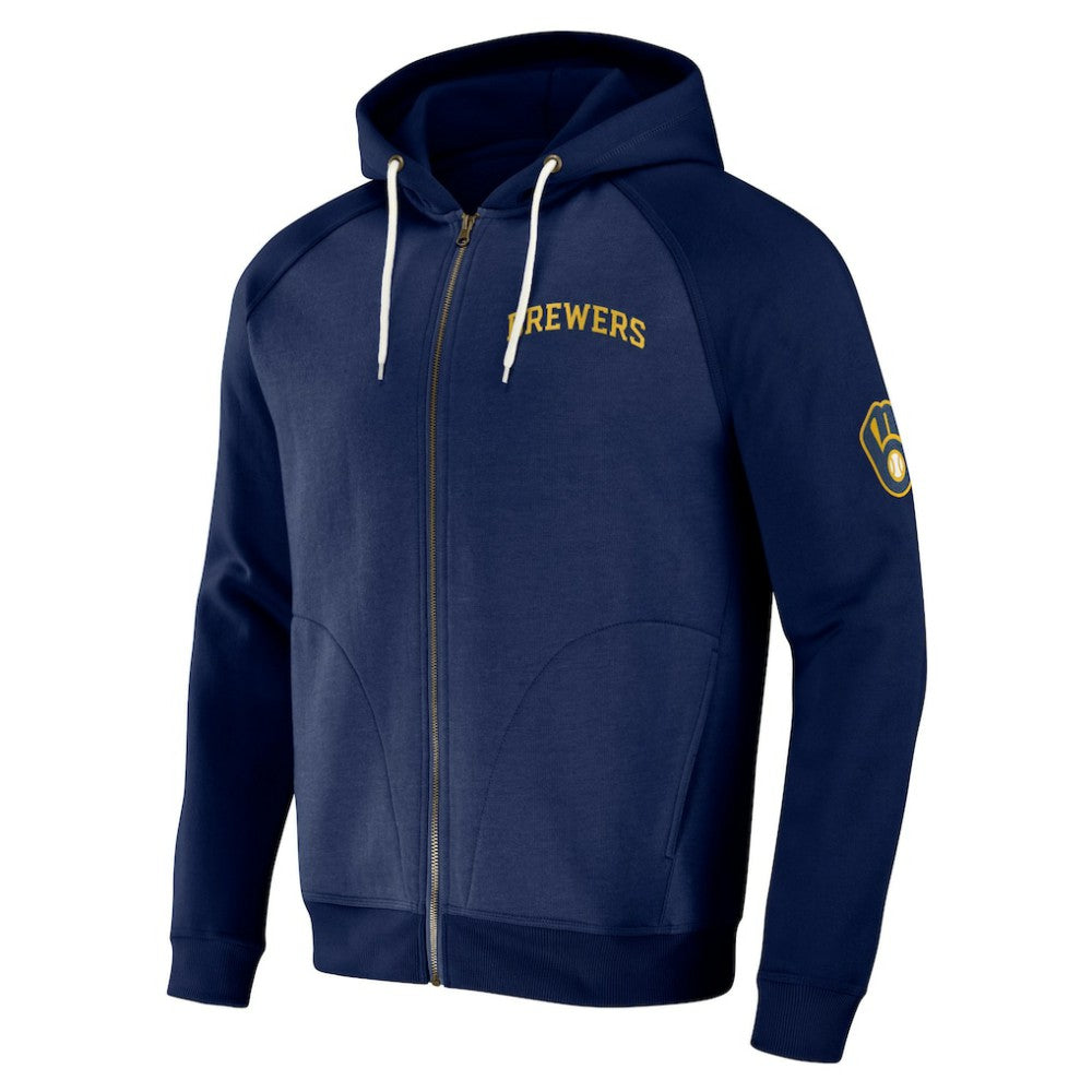 Navy Milwaukee Brewers Darius Rucker Collection by Fanatics Raglan Full-Zip Hoodie