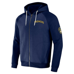 Navy Milwaukee Brewers Darius Rucker Collection by Fanatics Raglan Full-Zip Hoodie