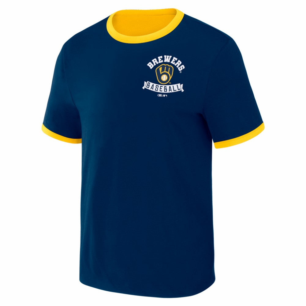 Navy/Gold Milwaukee Brewers Darius Rucker Collection by Fanatics Two-Way Ringer Reversible T-Shirt