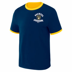 Navy/Gold Milwaukee Brewers Darius Rucker Collection by Fanatics Two-Way Ringer Reversible T-Shirt