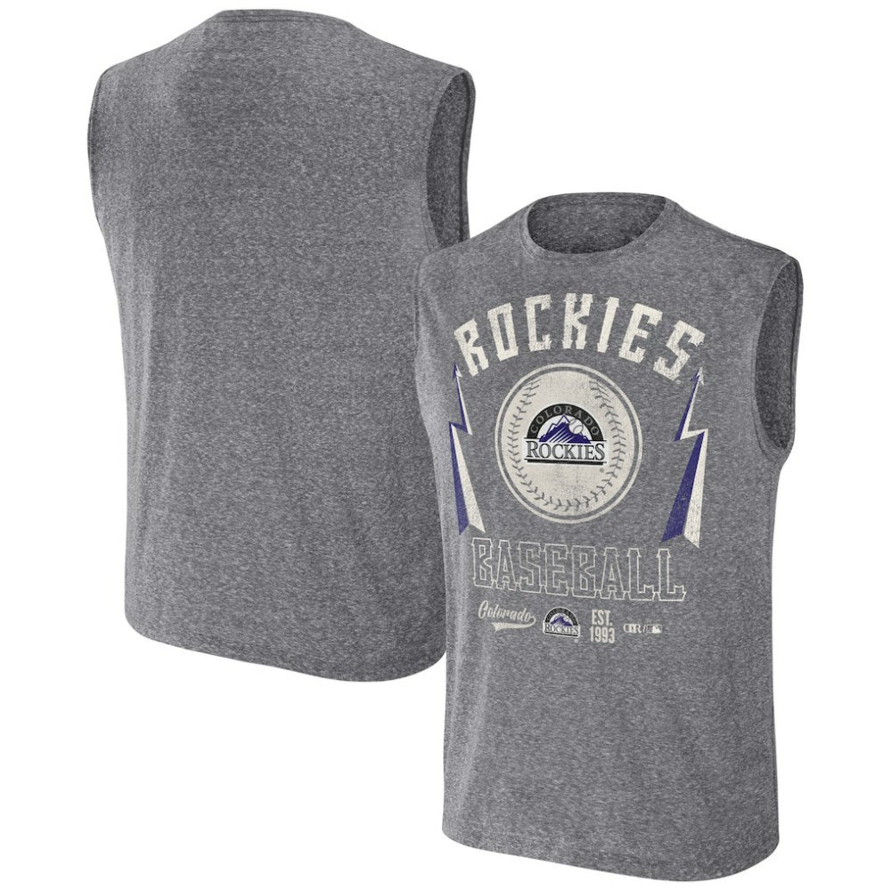 Charcoal Colorado Rockies Darius Rucker Collection by Fanatics Relaxed-Fit Muscle Tank Top