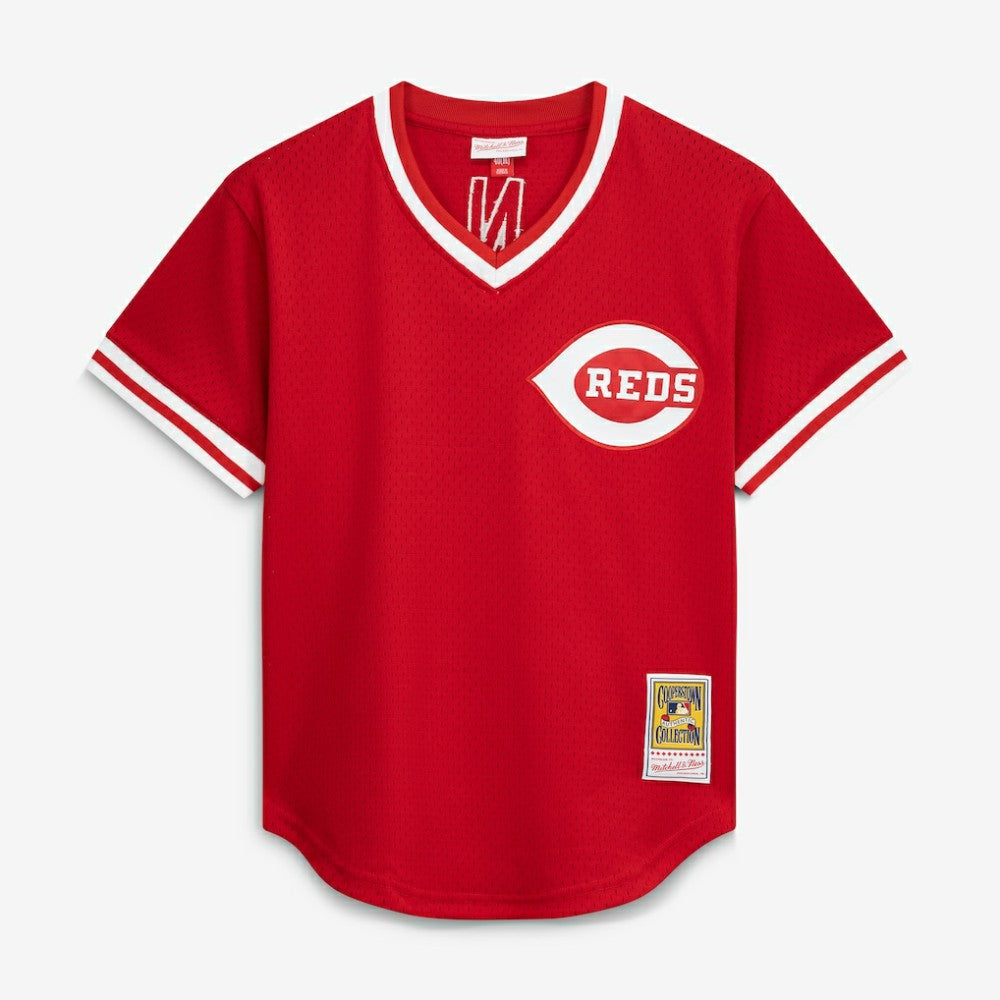 Scarlet Johnny Bench Cincinnati Reds Mitchell & Ness Authentic Batting Practice Jersey