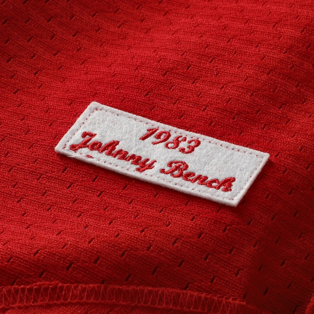 Scarlet Johnny Bench Cincinnati Reds Mitchell & Ness Authentic Batting Practice Jersey